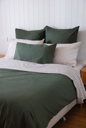 100% Cloud Cotton Duvet Quilt Cover Set w/ 2 Pillow Cases in Fern