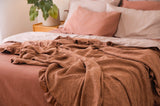 100% Cotton Jacquard Ruffle Waffle Bedspread - Terracotta