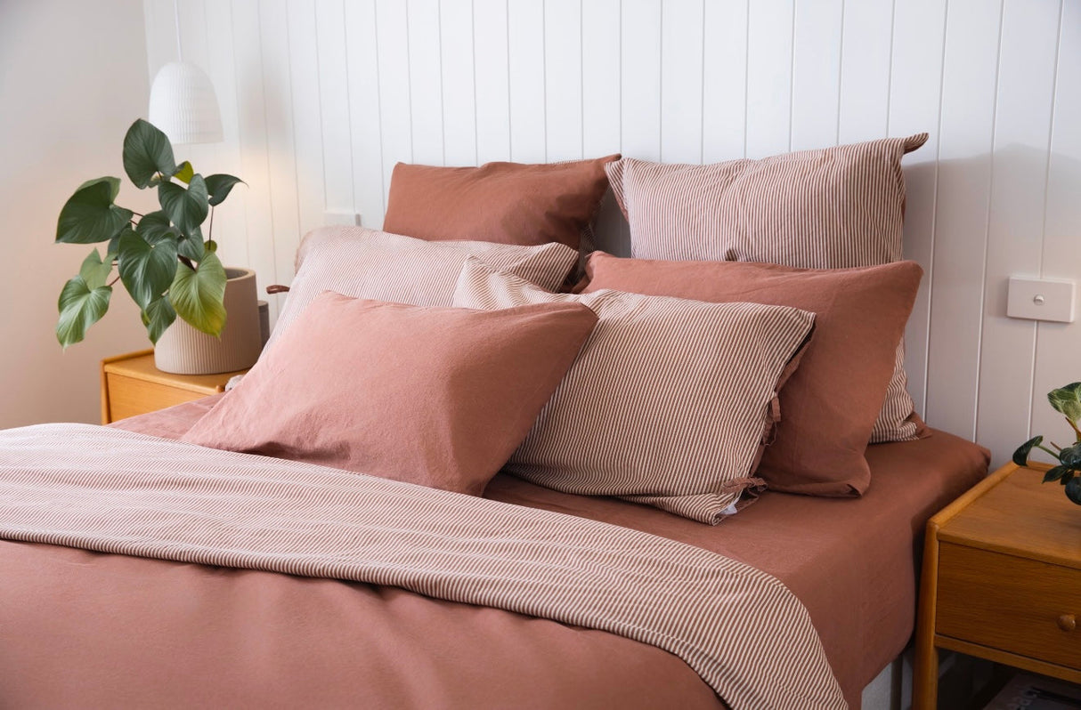 100% Cloud Cotton Duvet Quilt Cover Set w/ 2 Pillow Cases in Terra