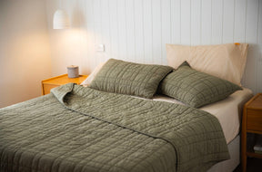 100% Cotton Quilted Coverlet Set w/ 2 Pillow Covers - Moss Lane