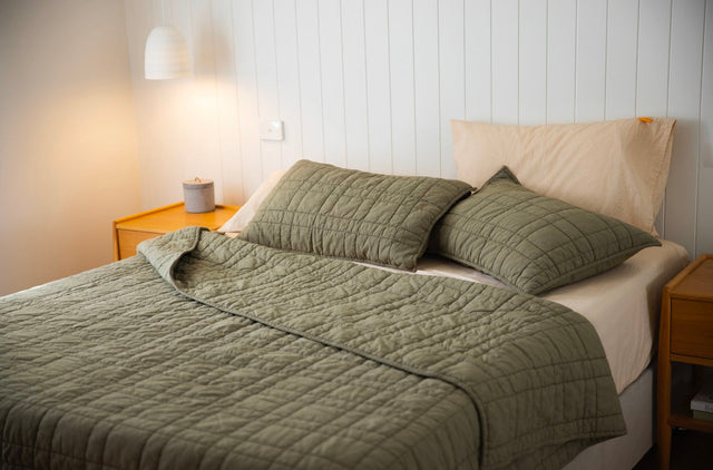 100% Cotton Quilted Coverlet Set w/ 2 Pillow Covers - Moss Lane