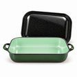 4.8L/36cm Enamelware Induction Baking Dish w/ Handles & Lid - Green (Handmade in Romania)