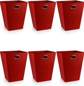 6x 12L EAZI FOLD Foldable Office Waste Rubbish Bin Bulk Pack - Collapsible Space Saving in Red