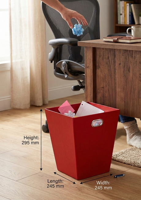 12L EAZI FOLD Foldable Office Waste Rubbish Bin - Collapsible Space Saving in Red