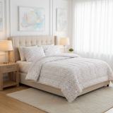 Confetti Cloud Double Comforter Set w/ Fitted Sheet & 4 Pillow Covers - White (6 Piece Set)