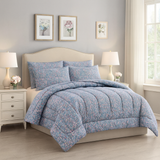 Ditsy Floral Super King Comforter Set w/ 2 Pillow Covers - Blue/Pink (3 Piece Set)