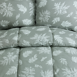 Verdant Double Comforter Set w/ Fitted Sheet & 4 Pillow Covers - Sage/White (6 Piece Set)