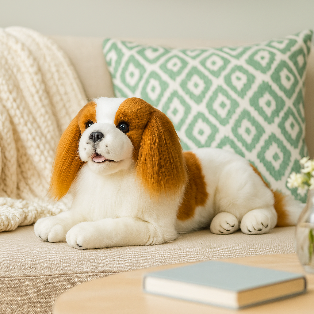 Bocchetta Izzy 40cm Lying Cavalier King Charles Spaniel Plush Toy - Brown (Realistic Stuffed Animal Dog Gift)
