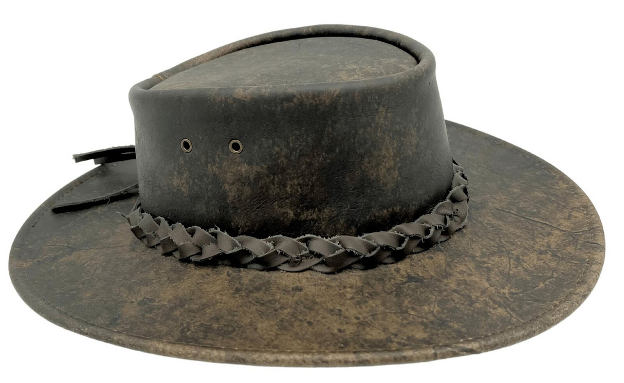 Jacaru 1004 Explorer Bovine Leather Hat - Stonewash Brown