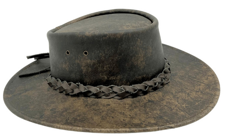 Jacaru 1004 Explorer Bovine Leather Hat - Stonewash Brown