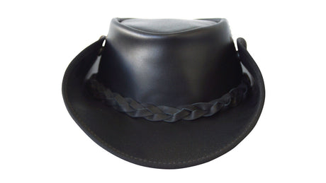 Jacaru 101 Boundary Rider Bovine Leather Hat w/ Chinstrap Side Snaps - Black