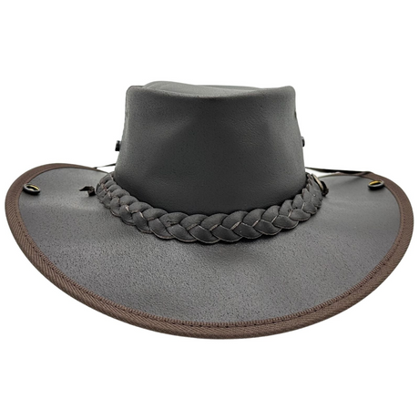 Jacaru 101 Boundary Rider Bovine Leather Hat w/ Chinstrap Side Snaps - Brown