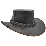 Jacaru 101 Boundary Rider Bovine Leather Hat w/ Chinstrap Side Snaps - Brown