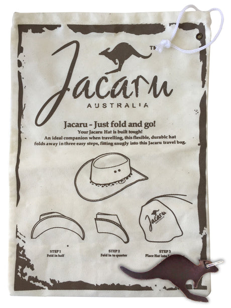 Jacaru 1111 Roo Nomad Kangaroo Leather Hat - Black (Travel Crushable & Water Resistant Hat)