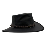Jacaru 1111 Roo Nomad Kangaroo Leather Hat - Black (Travel Crushable & Water Resistant Hat)
