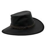 Jacaru 1111 Roo Nomad Kangaroo Leather Hat - Black (Travel Crushable & Water Resistant Hat)