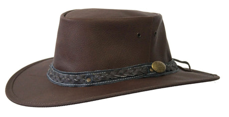 Jacaru 1111 Roo Nomad Kangaroo Leather Hat - Brown (Travel Crushable & Water Resistant Hat)