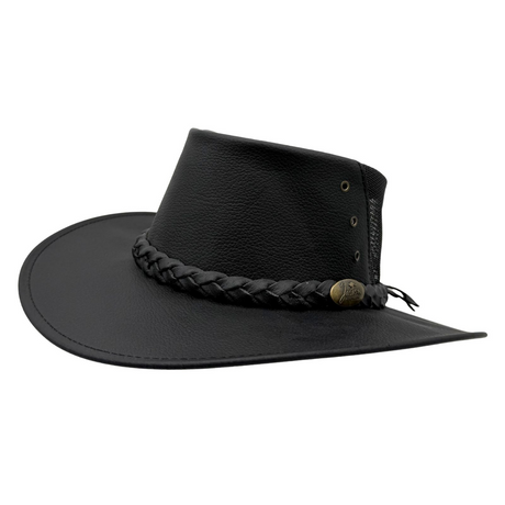 Jacaru 1150 Kangaroo Leather Breeze Hat in Black