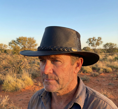 Jacaru 1150 Kangaroo Leather Breeze Hat in Black