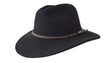 Jacaru 1847 Outback Fedora Hat - Black (100% Australian Wool Travel Crushable Hat)