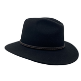 Jacaru 1847 Outback Fedora Hat - Black (100% Australian Wool Travel Crushable Hat)