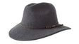 Jacaru 1847 Outback Fedora Hat - Dark Grey (100% Australian Wool Travel Crushable Hat)