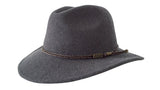 JACARU Australian Wool Fedora Hat Outback 100% WOOL Crushable Travel 1847 - Dark Grey