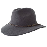 Jacaru 1847 Outback Fedora Hat - Dark Grey (100% Australian Wool Travel Crushable Hat)