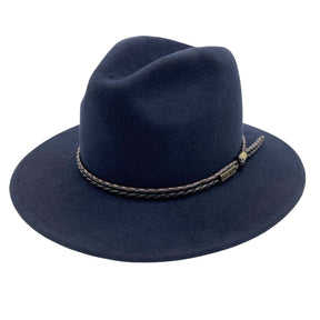 Jacaru 1847 Outback Fedora Hat - Navy (100% Australian Wool Travel Crushable Hat)