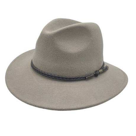 Jacaru 1847 Outback Fedora Hat - Stone (100% Australian Wool Travel Crushable Hat)