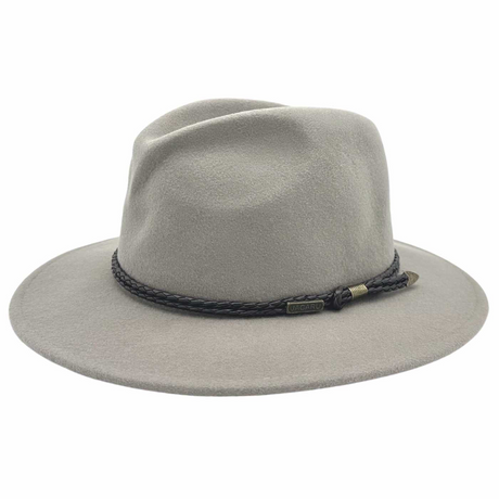 Jacaru 1847 Outback Fedora Hat - Stone (100% Australian Wool Travel Crushable Hat)