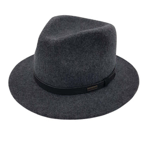 Jacaru 1851 Walkabout Wool Felt Fedora Outback Hat - Dark Grey