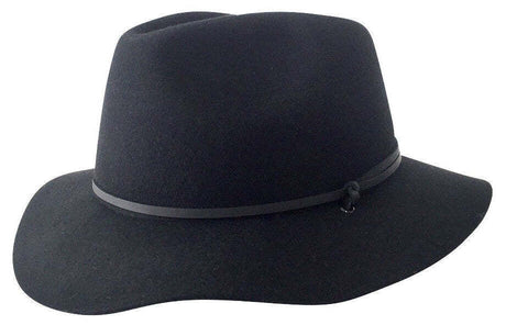 Jacaru 1855 100% Australian Wool Poet Hat - Black (Travel Crushable Fedora Hat)