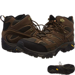 Merrell Mens Moab 2 Mid GTX Gore-Tex Hiking Shoes Boots Trail Outdoor - Earth