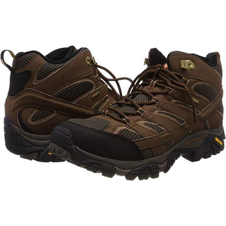 Merrell Mens Moab 2 Mid GTX Gore-Tex Hiking Shoes Boots Trail Outdoor - Earth