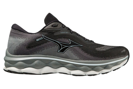 Mens Mizuno Wave Sky 7 2E Wide Black/Glacial Ridge/Stormy Weather, Size 9.5