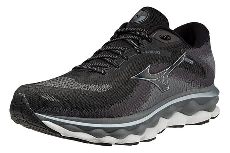 Mens Mizuno Wave Sky 7 2E Wide Black/Glacial Ridge/Stormy Weather, Size 9.5