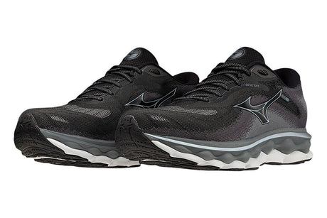 Mens Mizuno Wave Sky 7 2E Wide Black/Glacial Ridge/Stormy Weather, Size 11.5