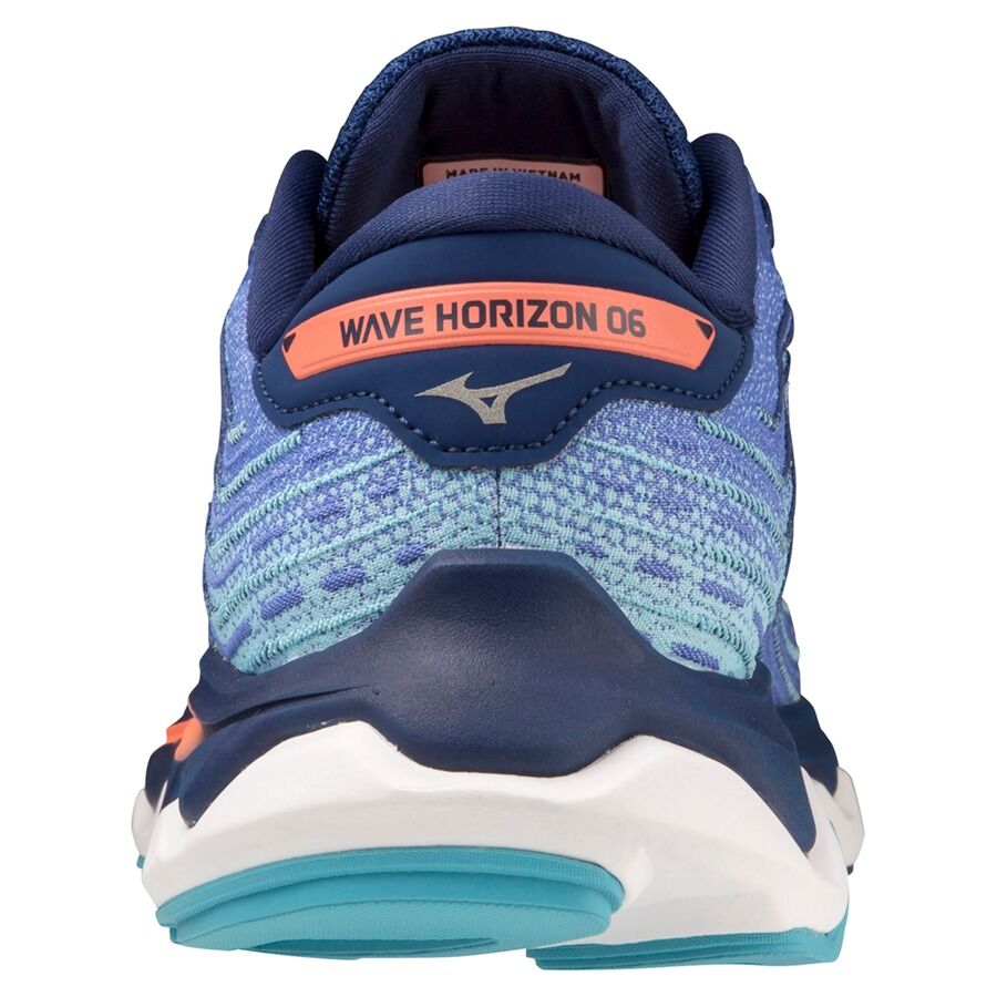Mizuno Women's Wave Horizon 6 Running Shoes in Dazzling Blue/Silver/Neon Flame – Size 7.5