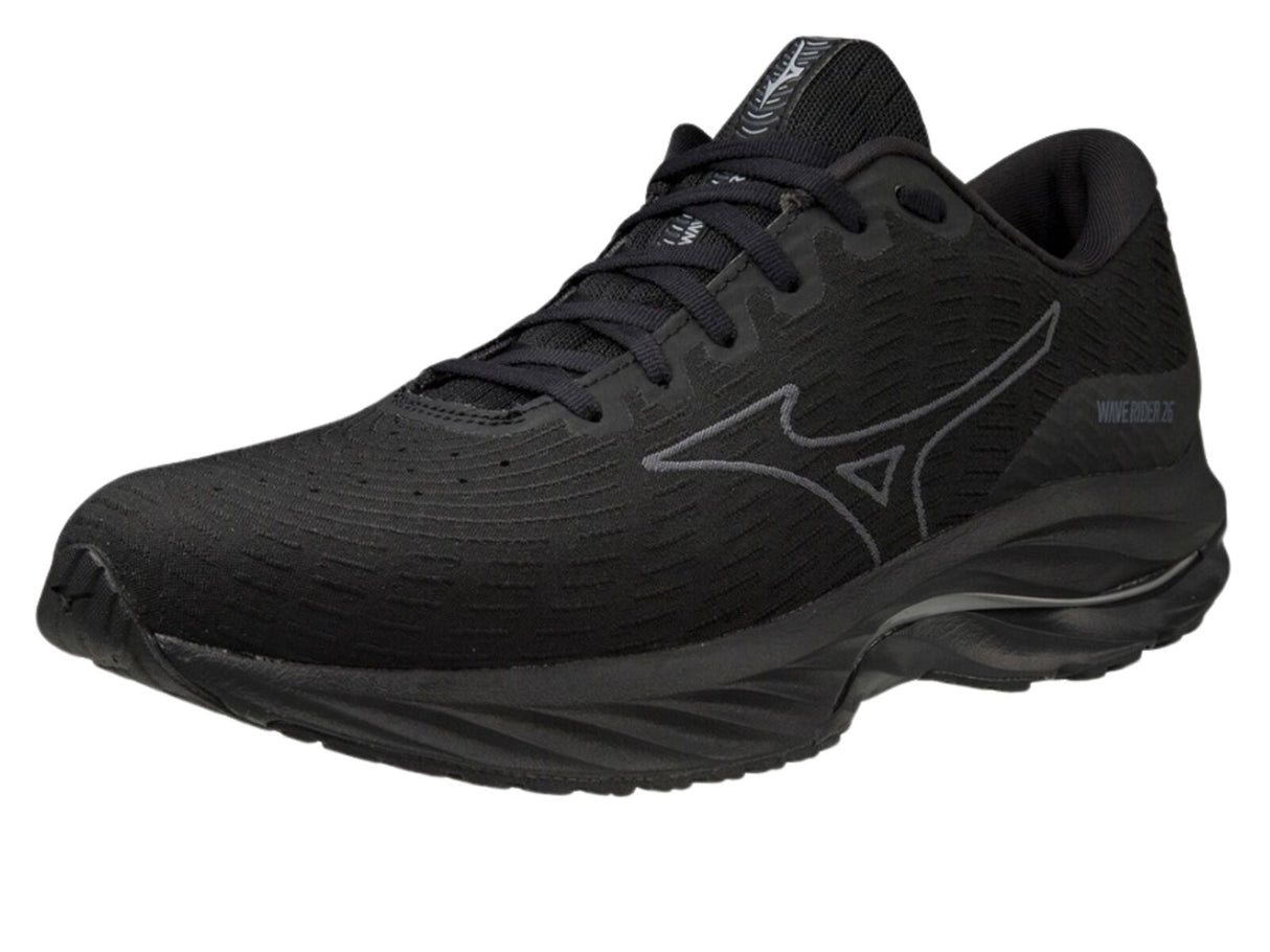 Mizuno Wave Rider 26 SSW Womens Running Shoes – Black/Ultimate Gray – Smooth Stretch Woven – Enerzy Foam – Cushioned & Stable US 8