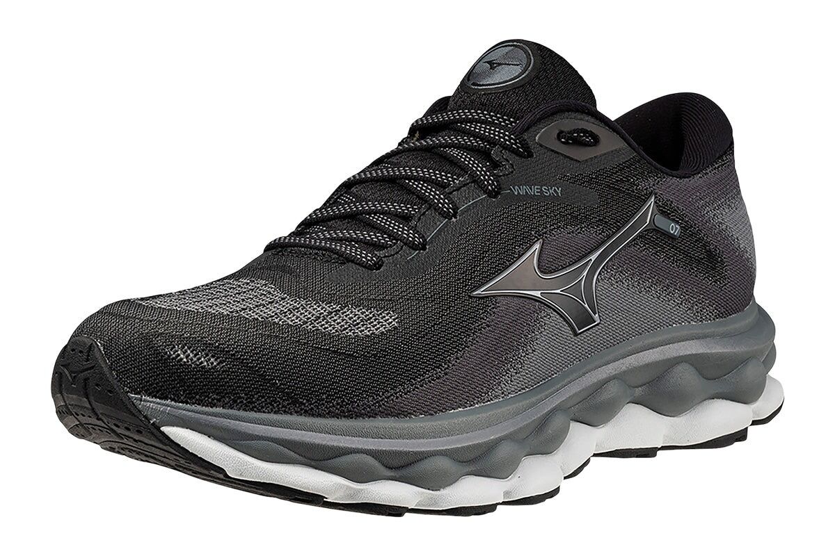 Mizuno Wave Sky 7 Womens Running Shoes D Wide in Black / Silverstar  – Size 7