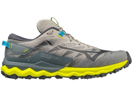 Mizuno Wave Daichi 7 Mens Trail Shoes Gray/Blue/Bolt Size 11.5