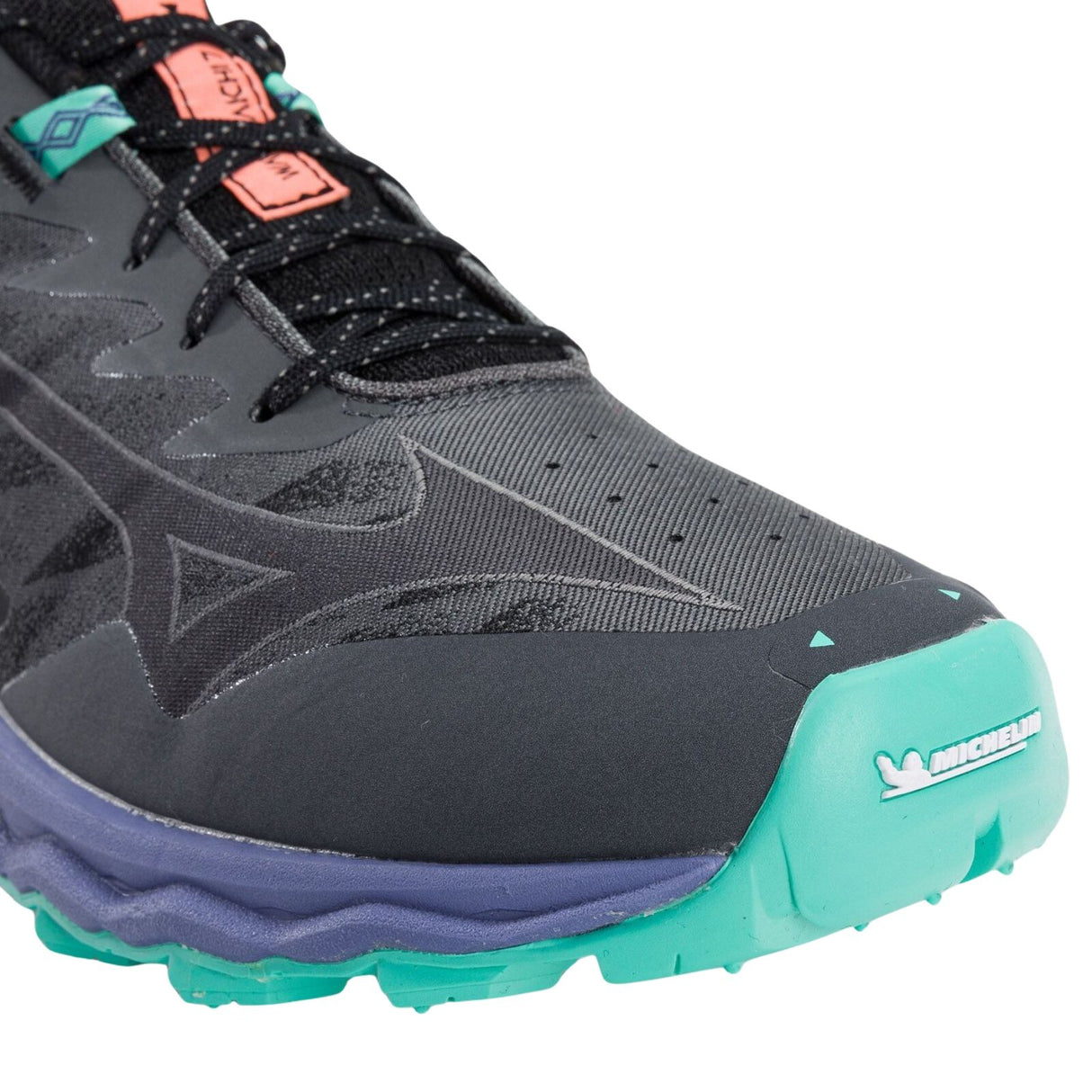 Mizuno Wave Daichi 7 Mens Trail Running Shoes Iron Gate / Ebony / Living Coral – US 12