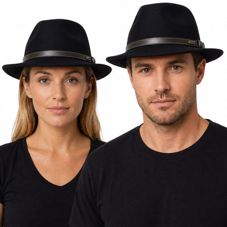 Jacaru 1848 Wool Trilby Hat - Black (100% Australian Wool Fedora)