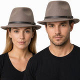Jacaru 1848 Wool Trilby Hat - Sand/Light Grey (100% Australian Wool Fedora)