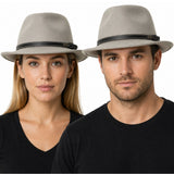 Jacaru 1848 Wool Trilby Hat - Stone (100% Australian Wool Fedora)