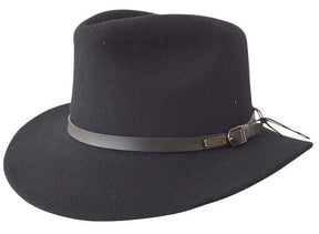 Jacaru 1849 Wool Traveller Hat - Black (100% Australian Wool Crushable Fedora)