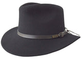 Jacaru 1849 Wool Traveller Hat - Black (100% Australian Wool Crushable Fedora)