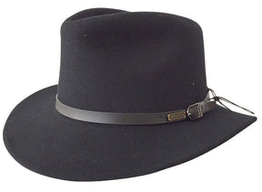 Jacaru 1849 Wool Traveller Hat - Black (100% Australian Wool Crushable Fedora)