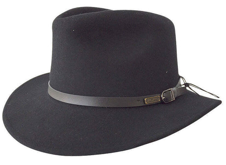 Jacaru 1849 Wool Traveller Hat - Black (100% Australian Wool Crushable Fedora)